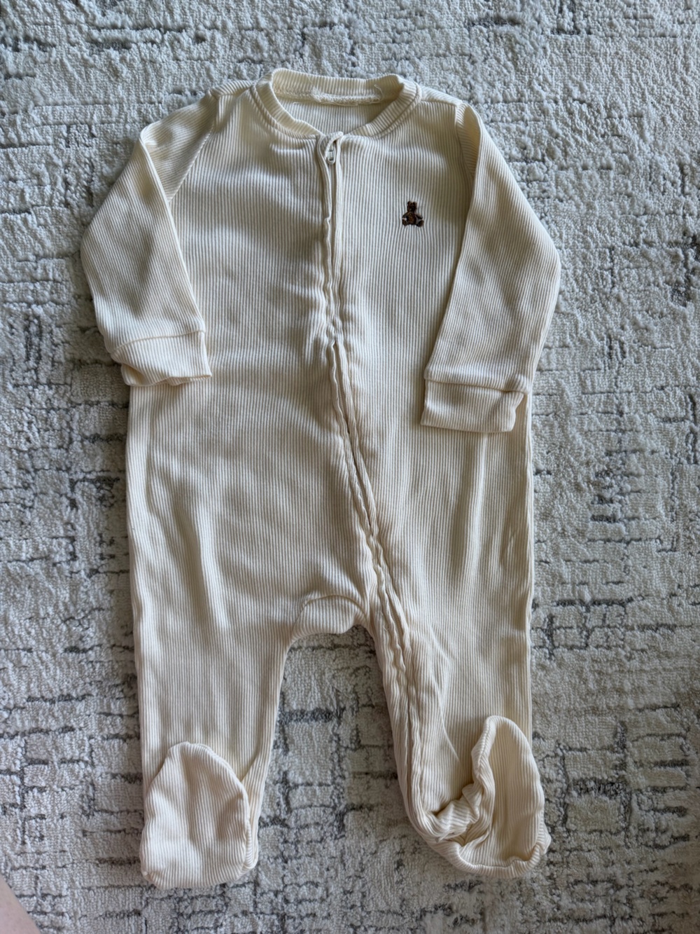 GAP Cream Ribbed Footed Baby One-Piece